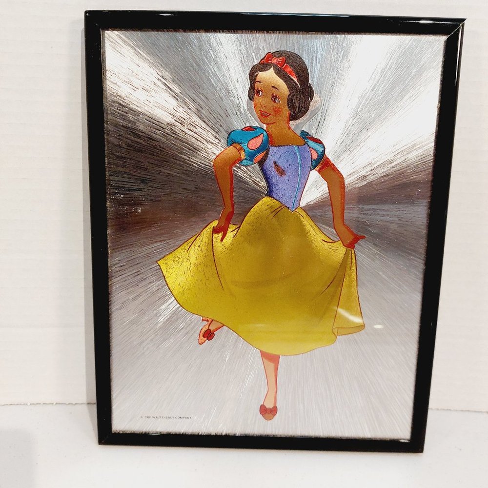 Vtg The Walt Disney Company Dancing Snow White Foil Art Framed Print - 8" x 10"